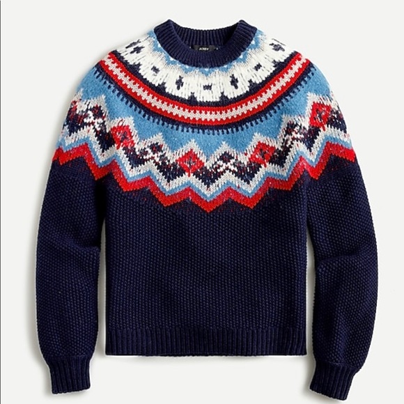 J. Crew Sweaters - NAVY CHERRY 🍒 Zigzag Fair Isle sweater